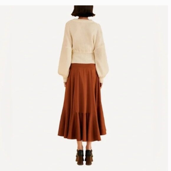 Farm Rio Caramel Ruffled Maxi Skirt A-Line XL - Picture 4 of 14